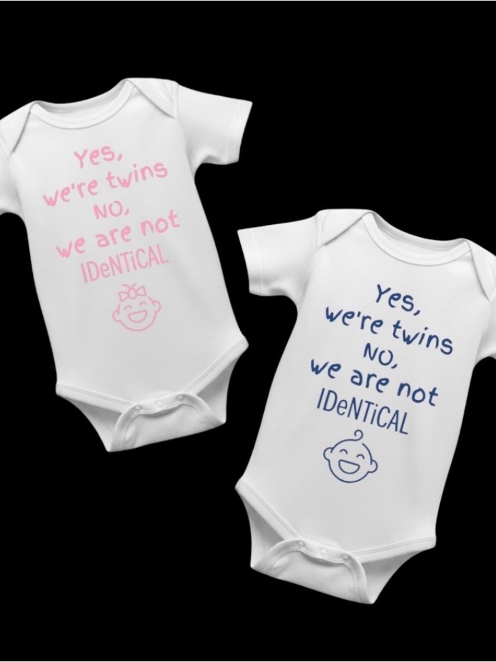 New Custom Fraternal Twin Onesie Set for girl and boy newborn